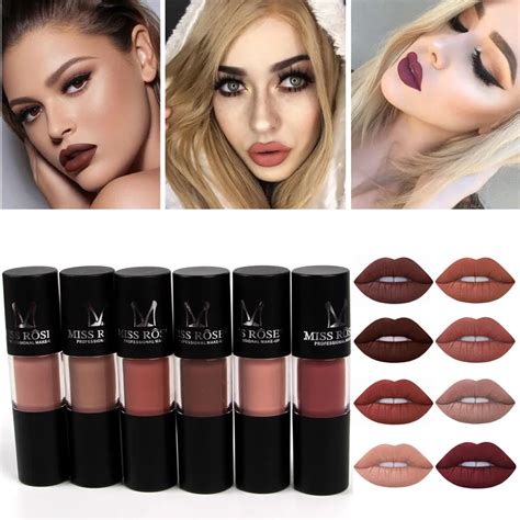 Miss Rose 12 Color Matte Nude Sexy Lip Gloss Women Makeup Waterproof Liquid Lipstick Batom