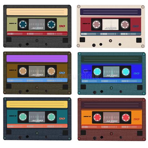 Collection Of Retro Plastic Audio Cassettes Stock Vector Illustration