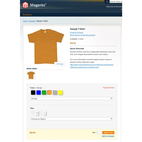 Extension For Magento Advanced Color Swatches And Attributes Selector