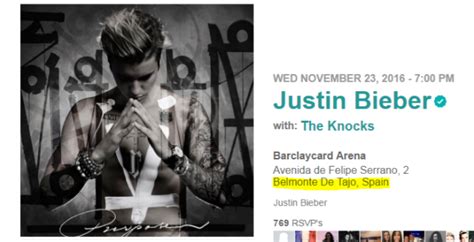 ¿justin Bieber En Belmonte De Tajo Su Página Web Anuncia Un Concierto