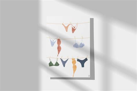 Hanging Bikini Poster Bikini On Clothesline Print Feminist Wall Art Bra Bikini