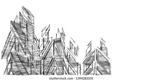 Futuristic City Architecture Buildings Sketch 3d Stock Illustration ...