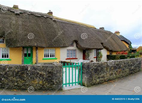 View of Charming Thatched Cottages Along the Main Road in the Village ...