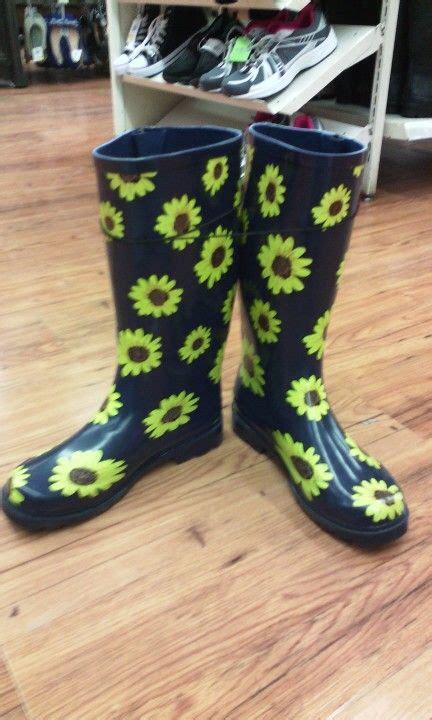 Sunflower Rainboots Green Grass Rainy Day Sunflowers Black Boots