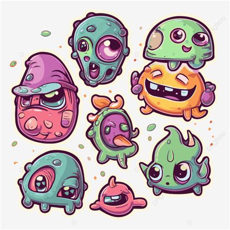 Conjunto De Monstruos De Dibujos Animados Monstruos Lindos Vector Png Unicidad Pegatina