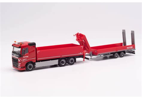 Herpa Volvo Fh Fd Kranfahrzeug Mit Tiefladeanh Nger Kutter