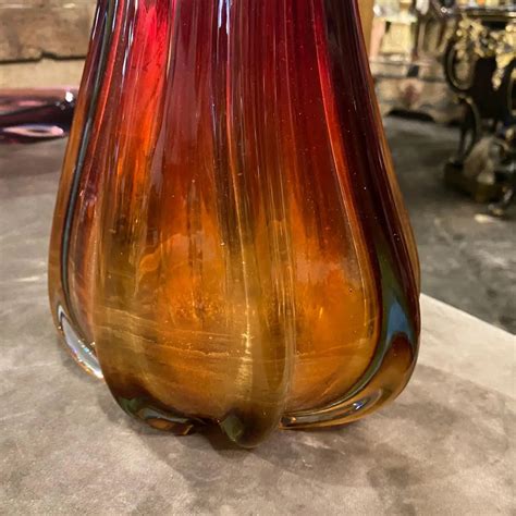 Rote Mid Century Modern Murano Glasvase Von Flavio Poli F R Seguso