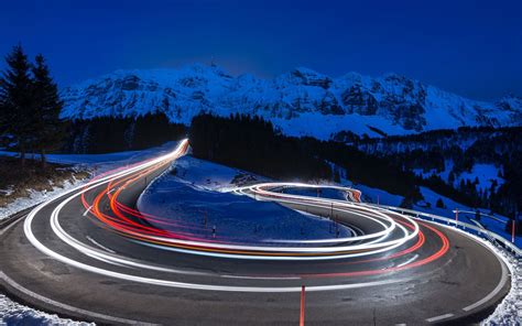 time lapse photography of curve road Mac Wallpaper Download ...