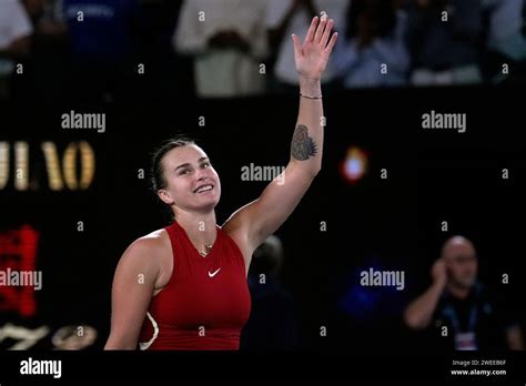 Aryna Sabalenka Of Belarus Waves After Defeating Coco Gauff Of The U S