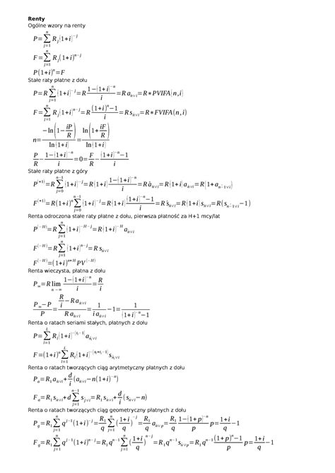 MF gutkowska Matematyka finansowa Renty Ogólne wzory na renty n j