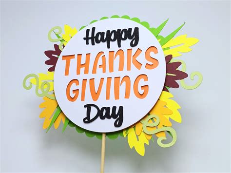 Svg Happy Thanksgiving Day Cake Topper Pumpkin Svg Layered Etsy España