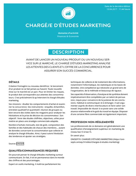 CHARGÉ E D ÉTUDES MARKETING