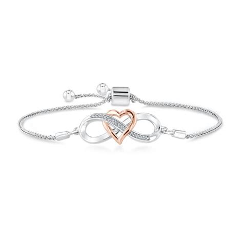 Two Tone Interlocking Heart Infinity Bolo Bracelet 1 20ctw REEDS Jewelers