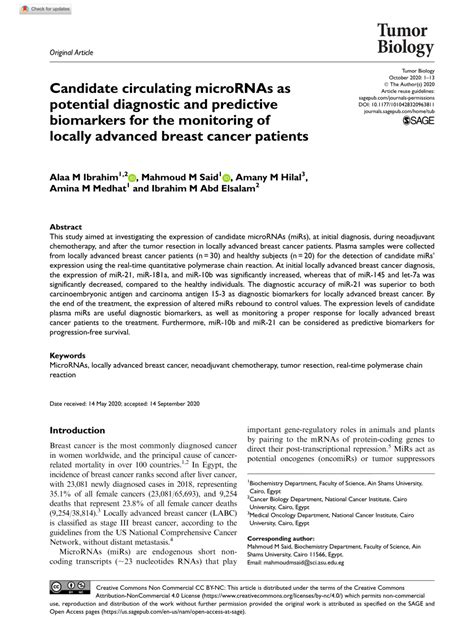 PDF Candidate Circulating MicroRNAs As Potential Diagnostic And