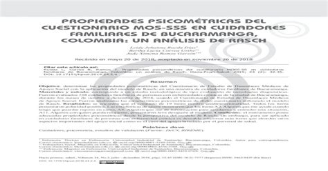 Propiedades PsicomÉtricas Del Cuestionario Mos Sss Promocionsalud