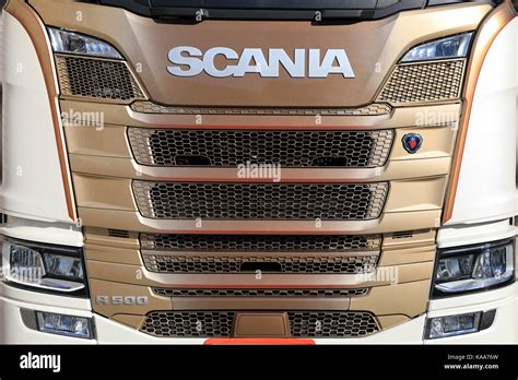 FORSSA, FINLAND - MAY 1, 2017: Detail of Next Generation Scania R500 ...