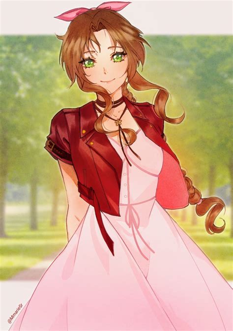 Safebooru 1girl Aerith Gainsborough Arms Behind Back Bangs Braid