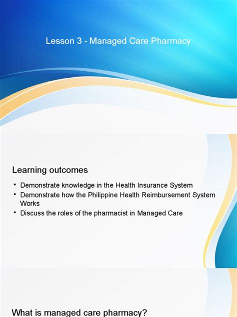 Lesson 9 Managed Care Pharmacy | PDF