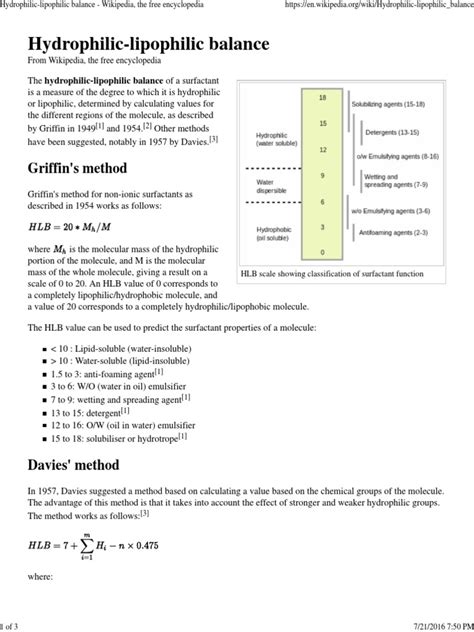 Hydrophilic Lipophilic Balance Surfactant Physical Chemistry