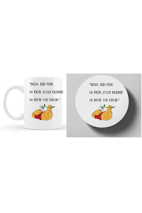 GünayStore Winnie The Pooh Arkadaşlık Motto Kupa Ve Bardak Altlığı 280