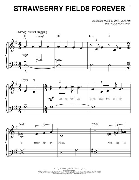 Strawberry Fields Forever By The Beatles Sheet Music For Big Note Piano At Sheet Music Direct