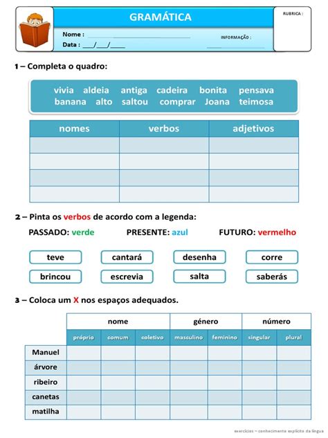 Gramática Nomes Verbos Adjetivos Linguística Idiomas