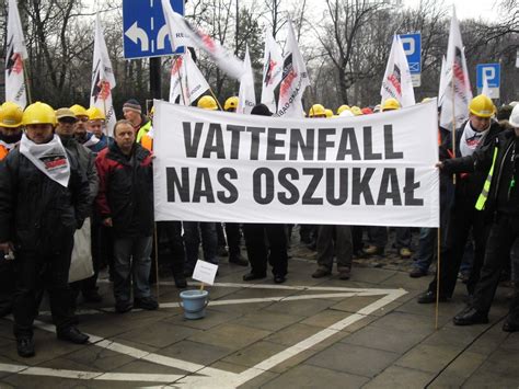 Protest związkowców z Gliwic w sprawie Vattenfalla ZDJĘCIA Dziennik