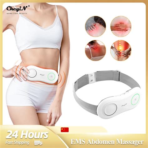 CkeyiN EMS Waist And Abdomen Massager Micro Current Pulse Red Light Hot