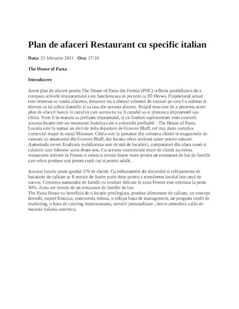 Docx Plan De Afaceri Restaurant Cu Specific Italian Dokumen Tips