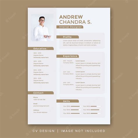 Premium Psd Cv Design Template Simple Minimalist Modern Design Cv Resume Luxury Design Brown