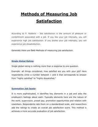 Method of measuring Job satisfaction | PDF