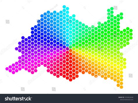 Hexagon Spectrum Tatarstan Map Vector Geographic Stock Vector Royalty