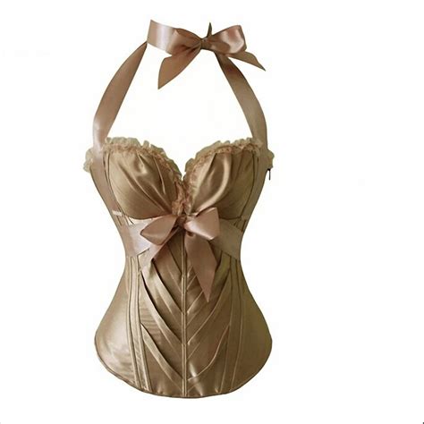 Plus Size Satin Ribbon Basque Bodice Corset Womens Fashion Satin