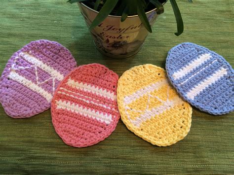 Crochet Easter Egg Coasters Easter Crochet Easter Eggs Knitted Hats