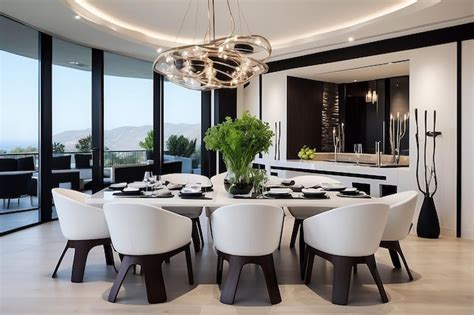 Premium AI Image | Dining set in modern luxury dining room