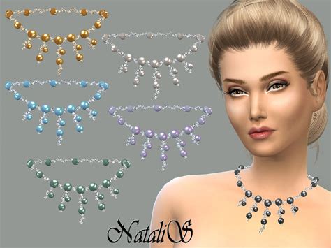 The Sims Resource Natalis Cascade Of Crystal And Pearl Necklace