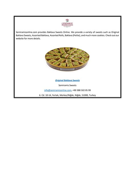 Original Baklava Sweets |Semiramisonline.com by Semiramis Sweets - Issuu