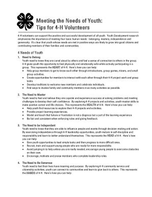 Fillable Online 4h Uada Eduvolunteers4 H Volunteer Training And