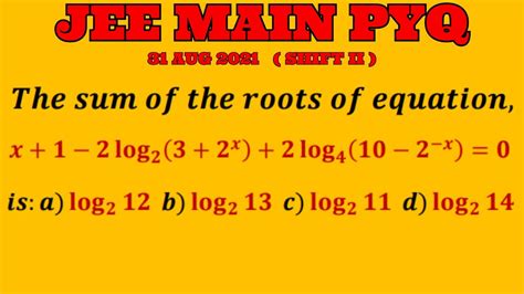 JEE Main PYQ Theory Of Equations Competitive Exams Maths