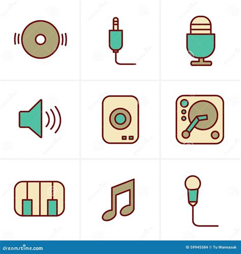 Icons Style Music Icons Set Stock Vector Illustration Of Headphone