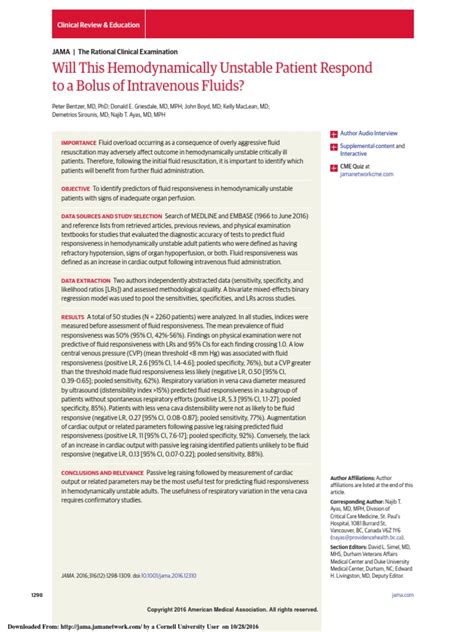 Will This Hemodynamically Unstable Patient Respond to a Bolus of ...