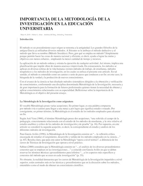 SOLUTION Importancia De La Metodolog A De La Investigaci N En La