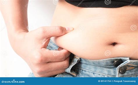 Abdominal Surface Of Fat Woman On White Background Royalty Free Stock