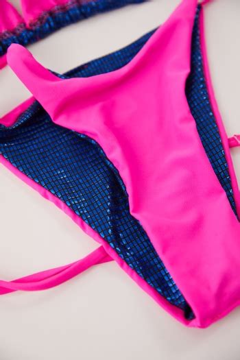 Wholesale Sexy Padded Halter Neck Self Tie Triangle Holographic Bikini Set BA Girlmerry