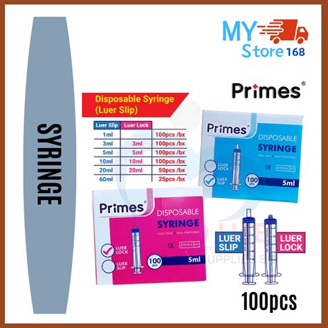 Primes Aros Disposable Syringe Luer Lock Slip 3cc 5cc 10cc