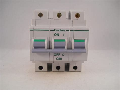 Crabtree Polestar MCB 50 Type C 50A Triple Pole 3 Phase Breaker 63C