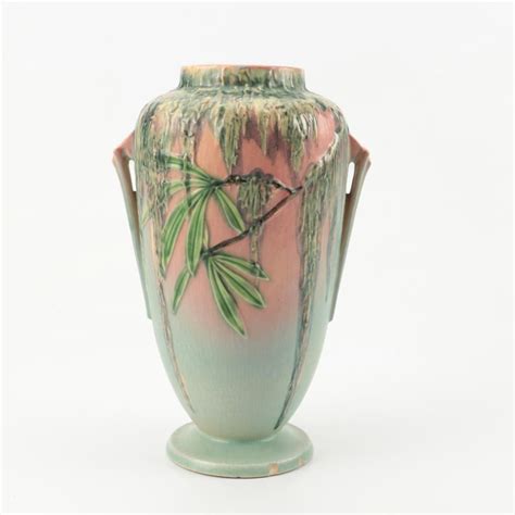 Roseville Pottery Art Deco Moss Pink Earthenware Vase Mid 20th