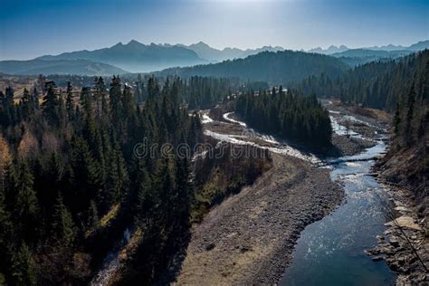 Aerial View Of A Mountain Stream Bia Ka Tatrza Ska Stock Image Image