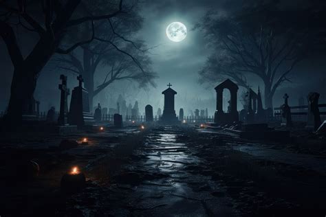 Night Cemetery Horror cemetery. AI | Free Photo - rawpixel