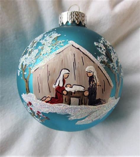 Manger Scene Nativity Scene Hand Painted Christmas Ornament Etsy